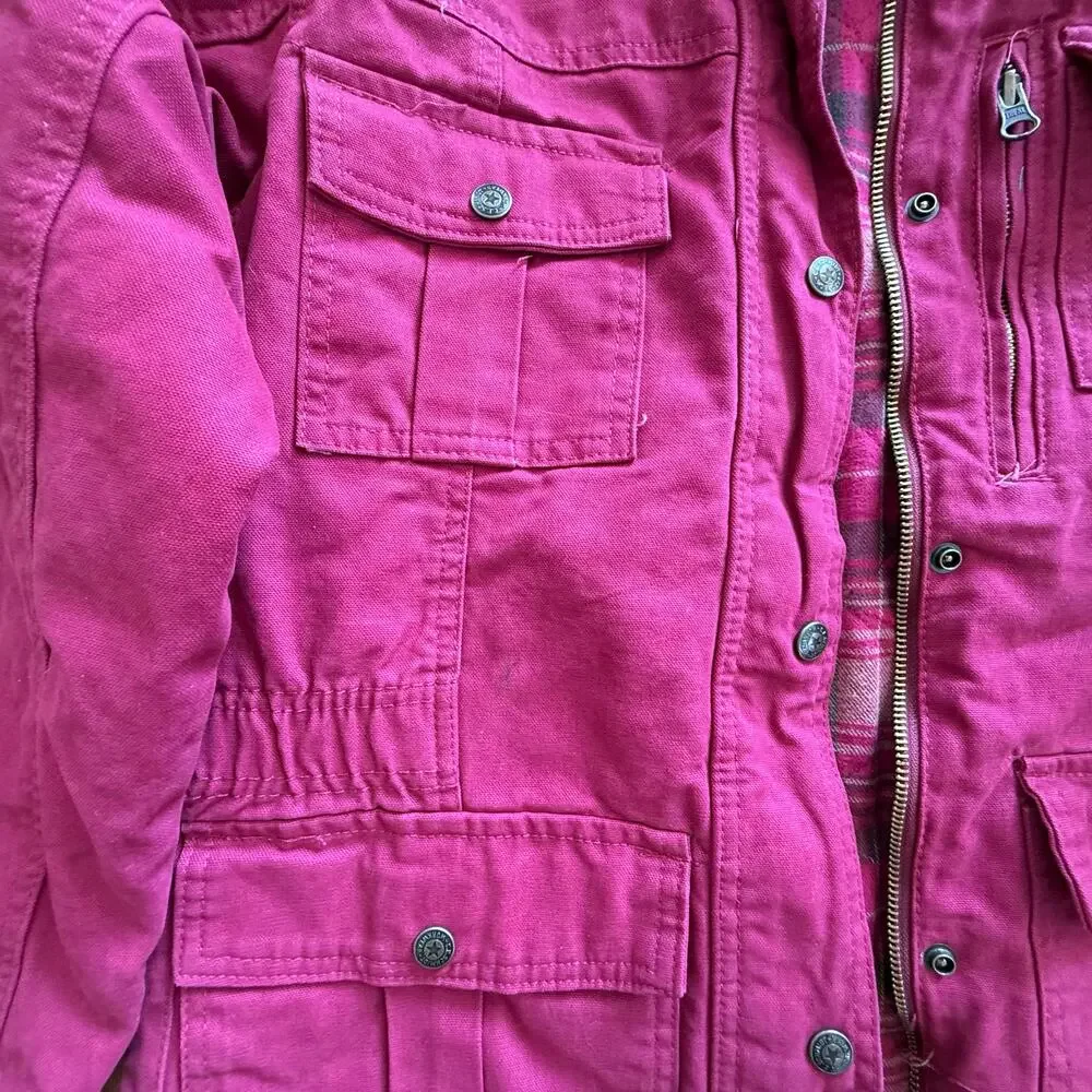 Women’s  C.E. SCHMIDT Workwear Medium Canvas Coat Barn Chore Quilted Hooded - Picture 4 of 12